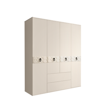 Шкаф 4-х дверный с ящиками, Bogemia Farfalle (Слоновая кость/Черный) БМШ2/41(Fa)