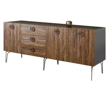 Комод 2.1м Bogemia Wood Fi (Серый) (Lakobel/Хром) БМКМ-5(Wo)