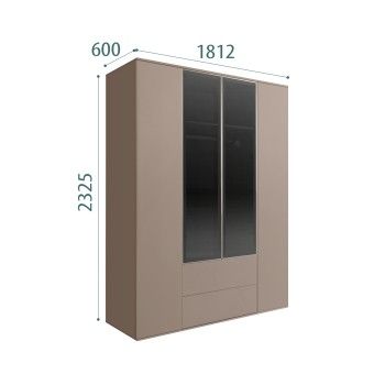 Шкаф 4-х дв. с ящиками Bogemia Air (Мокка/Серебро) БМШ2/42(2)