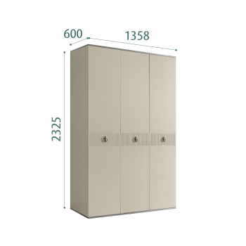 Шкаф 3-х дверный Римини СОЛО (Ваниль/Серебро) РМШ2/3(s)