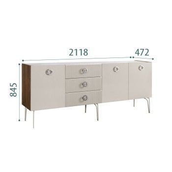 Комод 2.1м Bogemia Woodline Fi (Шелк) (Novabuk/Хром) БМКМ-5