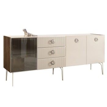 Комод 2.1м Bogemia Woodline Fi (Слоновая кость) (Lakobel/Хром) БМКМ-5[4]