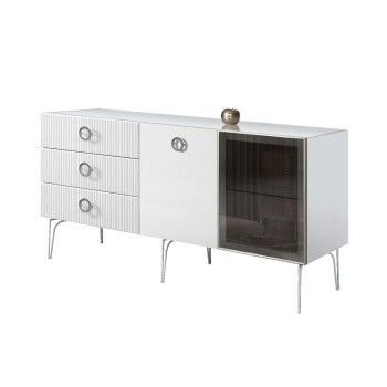 Комод 1.6м Bogemia Fillini (Белый) (Lakobel/Хром) БМКМ-4(Fi)[5][10]