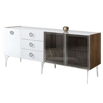 Комод 2.1м Bogemia Woodline Fi (Белый) (Lakobel/Хром) БМКМ-5[5][10]