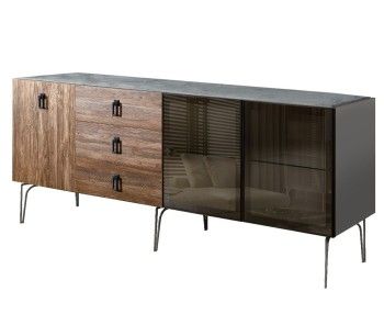 Комод 2.1м Bogemia Wood Fa (Серый) (Novabuk/Черный) БМКМ-5(Wo)[5][10]