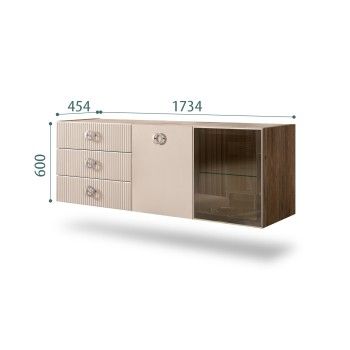 Комод 1.6м Bogemia Woodline Fly Fi (Ваниль) (Novabuk/Хром) БМКМ-4[5][10]