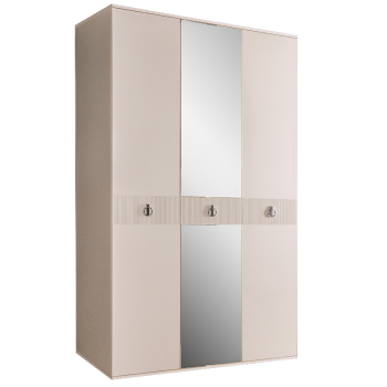Шкаф 3-х дверный с зеркалом Римини СОЛО (Бежевый/Серебро) РМШ1/3(s)