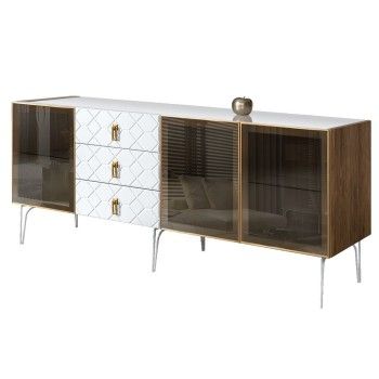 Комод 2.1м Bogemia Woodline Fa (Белый) (Lakobel/Золото) БМКМ-5[5]