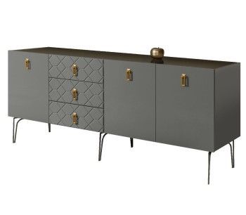Комод 2.1м Bogemia Farfalle (Серый) (Lakobel/Золото) БМКМ-5(Fa)
