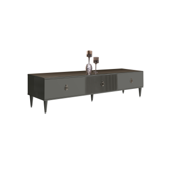 Тумба под телевизор 3 ящика Римини СОЛО (Серый/Серебро) РМТ-4(s)