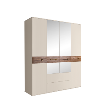 Шкаф 4-х дверный с зеркалами, с ящиками, Bogemia Wood Wo (Слоновая кость/Золото) БМШ1/41(Wo)