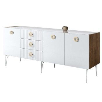 Комод 2.1м Bogemia Woodline Fi (Белый) (Lakobel/Золото) БМКМ-5