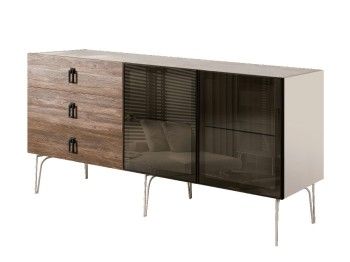 Комод 1.6м Bogemia Wood Fa (Слоновая кость) (Novabuk/Черный) БМКМ-4(Wo)[5]