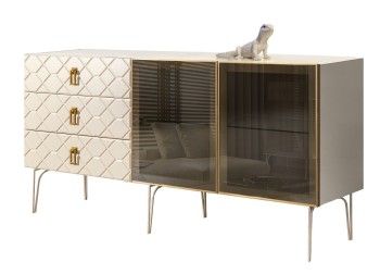 Комод 1.6м Bogemia Farfalle (Слоновая кость) (Lakobel/Золото) БМКМ-4(Fa)[5]