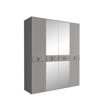 Шкаф 4-х дв. с зеркалами Bogemia Farfalle (Серый/Золото) БМШ1/4(Fa)