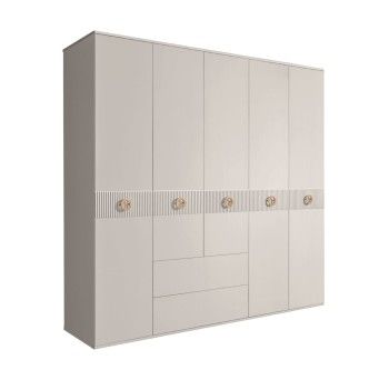 Шкаф 5-ти дверный с ящиками, Bogemia Fillini (Шелк/Золото) БМШ2/51(Fi)