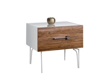 Тумба прикроватная Bogemia Wood Wo (Белый) (Lakobel/Хром) БМТП-1(Wo)