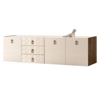 Комод 2.1м Bogemia Woodline Fly Fa (Слоновая кость) (Lakobel/Хром) БМКМ-5