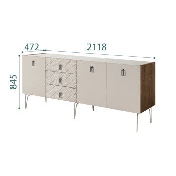 Комод 2.1м Bogemia Woodline Fa (Шелк) (Novabuk/Хром) БМКМ-5