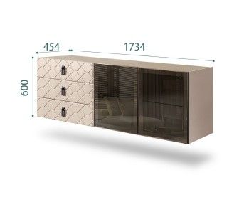 Комод 1.6м Bogemia Fly Farfalle (Ваниль) (Novabuk/Черный) БМКМ-4[5]