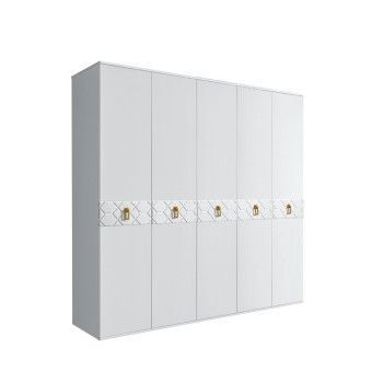 Шкаф 5-ти дв. Bogemia Farfalle (Белый/Золото) БМШ2/5(Fa)