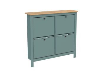 САГА тумба для обуви 113х108 темно-бирюзовая/ясень