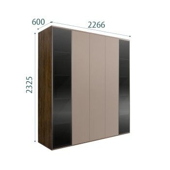 Шкаф 5-ти дв. Bogemia Woodline Air (Мокка/Серебро) БМШ2/5(2)