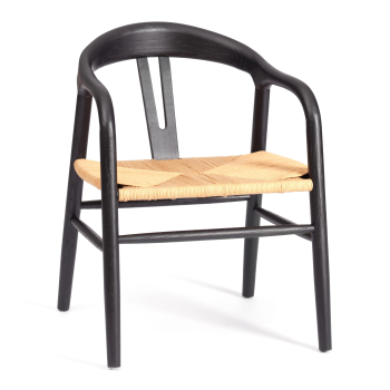 Стул VALI, дерево вяз/бечевка, черный, 50х46х77 см