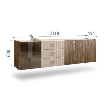 Комод 2.1м Bogemia Woodline Fly Wood Fi (Ваниль) (Lakobel/Золото) БМКМ-5[4]