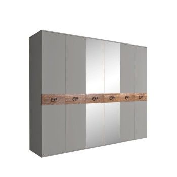 Шкаф 6-ти дв. с зеркалами Bogemia Wood Fi (Серый/Хром) БМШ1/6(Wo)