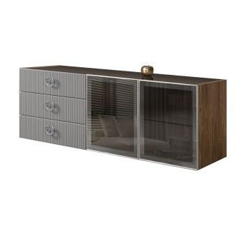 Комод 1.6м Bogemia Woodline Fly Fi (Серый) (Lakobel/Хром) БМКМ-4[5]