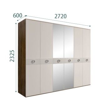 Шкаф 6-ти дв. с зеркалами Bogemia Woodline Fi (Шелк/Хром) БМШ1/6(Fi)