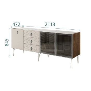 Комод 2.1м Bogemia Woodline Fa (Шелк) (Novabuk/Хром) БМКМ-5[5][10]