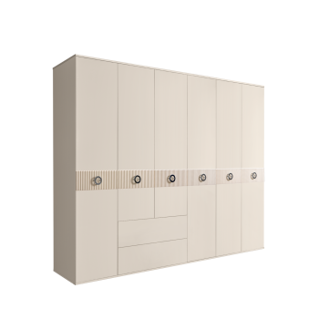 Шкаф 6-ти дверный с ящиками, Bogemia Fillini (Слоновая кость/Хром) БМШ2/61(Fi)