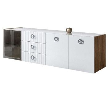 Комод 2.1м Bogemia Woodline Fly Fi (Белый) (Lakobel/Хром) БМКМ-5[4]