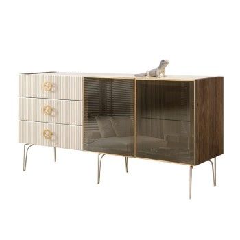 Комод 1.6м Bogemia Woodline Fi (Слоновая кость) (Lakobel/Золото) БМКМ-4[5]