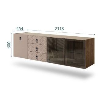 Комод 2.1м Bogemia Woodline Fly Fa (Мокка) (Novabuk/Черный) БМКМ-5[5][10]