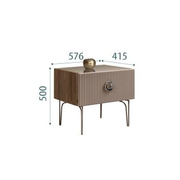 Тумба прикроватная Bogemia Woodline Fi (Мокка) (Lakobel/Хром) БМТП-1