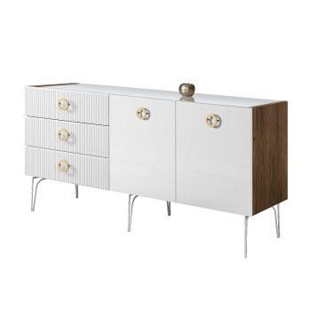 Комод 1.6м Bogemia Woodline Fi (Белый) (Lakobel/Золото) БМКМ-4