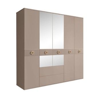 Шкаф 5-ти дверный с зеркалами, с ящиками, Bogemia Fillini (Мокка/Золото) БМШ1/51(Fi)