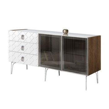 Комод 1.6м Bogemia Woodline Fa (Белый) (Lakobel/Хром) БМКМ-4[5]