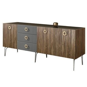 Комод 2.1м Bogemia Woodline Wood Fi (Серый) (Lakobel/Золото) БМКМ-5