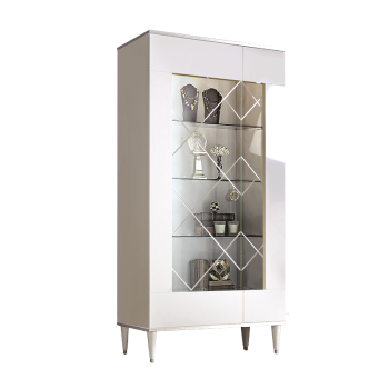 Витрина 2-ств. Римини (Белый/Серебро) (Левая) РМВ2-2С