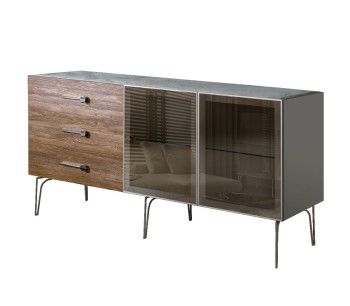 Комод 1.6м Bogemia Wood Wo (Серый) (Novabuk/Хром) БМКМ-4(Wo)[5]