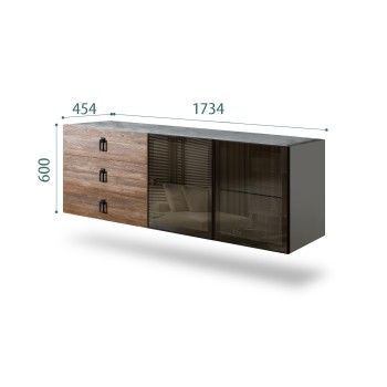 Комод 1.6м Bogemia Fly Wood Fa (Серый) (Novabuk/Черный) БМКМ-4[5]