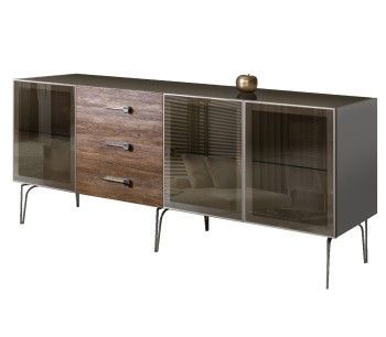 Комод 2.1м Bogemia Wood Wo (Серый) (Lakobel/Хром) БМКМ-5(Wo)[5]