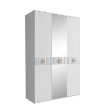 Шкаф 3-х дверный с зеркалом Bogemia Fillini (Белый/Золото) БМШ1/3(Fi)