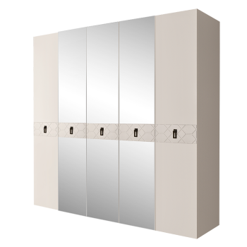 Шкаф 5-ти дв. с зеркалами Bogemia Farfalle (Слоновая кость/Черный) БМШ1/5(Fa)