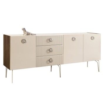 Комод 2.1м Bogemia Woodline Fi (Слоновая кость) (Lakobel/Хром) БМКМ-5