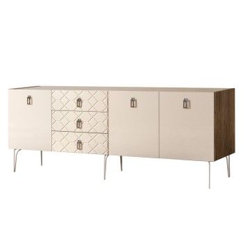 Комод 2.1м Bogemia Woodline Fa (Слоновая кость) (Novabuk/Хром) БМКМ-5